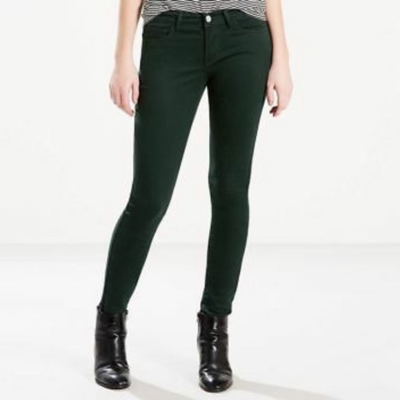 Levi's 710 Super Skinny Forest Green Cotton Blend Stretch Denim Jeans Size 28 - Picture 7 of 13